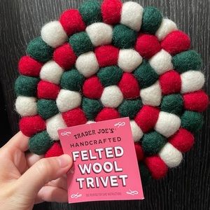 Trader Joe’s felted wool round trivet - Christmas colors